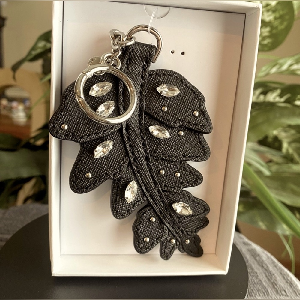 Michael Kors Large Fern Black Crystal Keychain